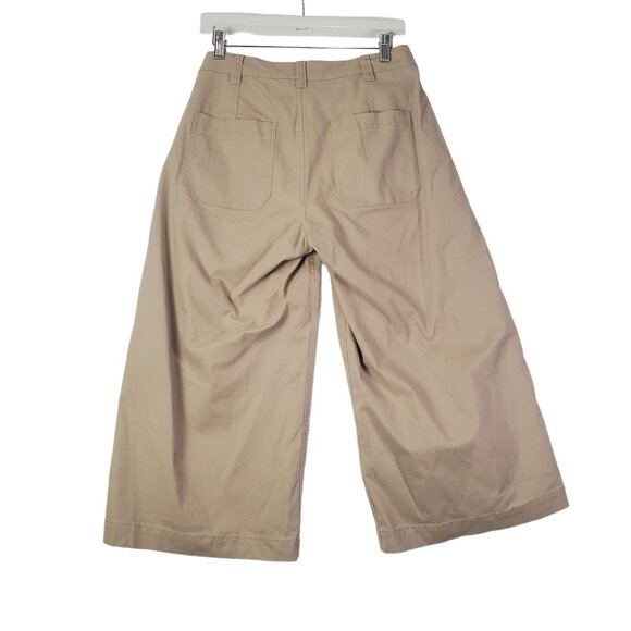 ASOS Womens Maternity Pants Size 6 Crop Goucho Khaki Flare Wide Coastal‎ Pockets - Picture 2 of 6